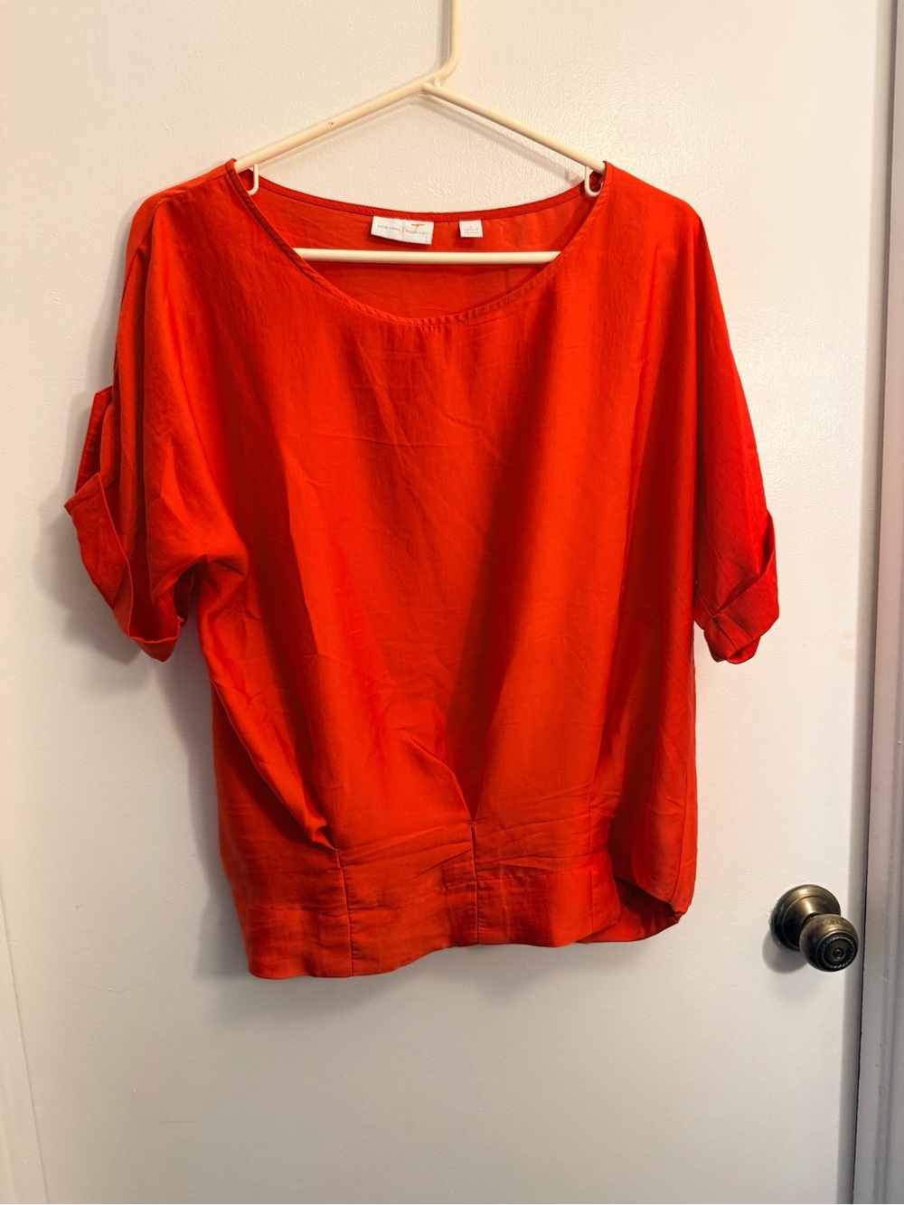 New York & Company Bright Orange Dolman Sleeve Blouse